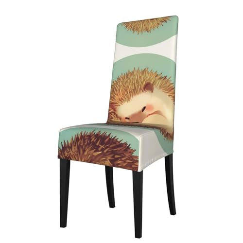 RTCVXZDSA Niedlicher Igel-Esszimmerstuhl-Schutz, dehnbar, Allover-Design, passend für die meisten armlosen Stühle (Höhe der Rückenlehne: 45,7–55,9 cm) von RTCVXZDSA