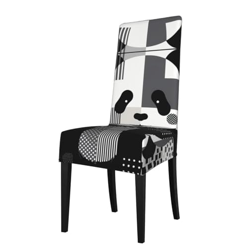 RTCVXZDSA Niedlicher Panda-Esszimmerstuhl-Schutz, dehnbares Allover-Druck-Design, passend für die meisten armlosen Stühle (Höhe der Rückenlehne: 45,7–55,9 cm) von RTCVXZDSA