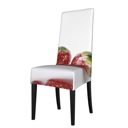 RTCVXZDSA Rote Erdbeeren Esszimmerstuhlschoner – dehnbares Allover-Druck-Design, passend für die meisten armlosen Stühle (Höhe der Rückenlehne: 45,7–55,9 cm) von RTCVXZDSA