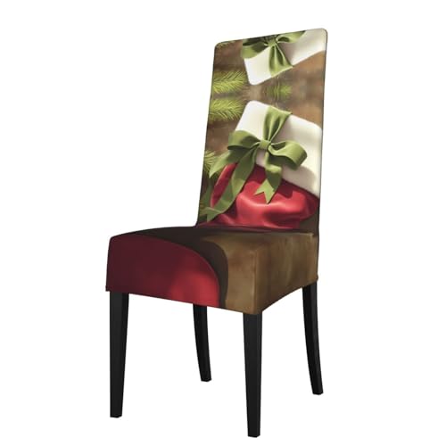 RTCVXZDSA Rote Weihnachtssocken für Esszimmerstuhl, dehnbar, Allover-Druck-Design, passend für die meisten armlosen Stühle (Höhe der Rückenlehne: 45,7–55,9 cm) von RTCVXZDSA