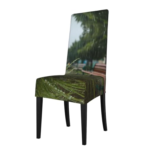 RTCVXZDSA Scenery Of The Lawn Esszimmerstuhl-Schutz, dehnbares Allover-Druck-Design, passend für die meisten armlosen Stühle (Höhe der Rückenlehne: 45,7–55,9 cm) von RTCVXZDSA
