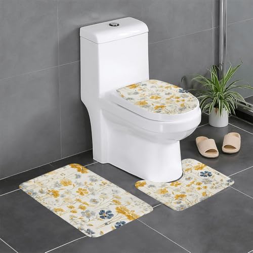 RTCVXZDSA Schöne Blumen 3-teiliges Badezimmerteppich-Set – weiches Plüsch-Badematten-Set mit U-förmigem WC-Bodenteppich, rutschfest, wasserdicht, Badteppich-Kombination für Zuhause, Kinderzimmer RTCVXZDSA Schöne Blumen 3-teiliges Badezimmerteppich-Set – weiches Plüsch-Badematten-Set mit U-förmigem WC-Bodenteppich, rutschfest, wasserdicht, Badteppich-Kombination für Zuhause, Kinderzimmer von RTCVXZDSA