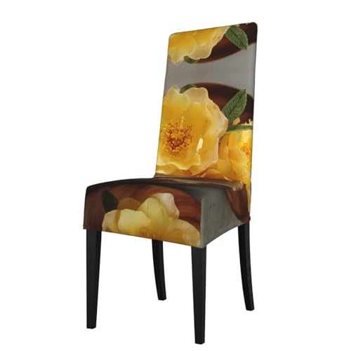 RTCVXZDSA Schöner Blumenschoner für Esszimmerstühle – dehnbares Allover-Druck-Design, passend für die meisten armlosen Stühle (Höhe der Rückenlehne: 45,7–55,9 cm) von RTCVXZDSA