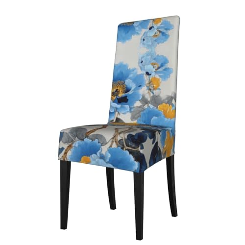 RTCVXZDSA Schöner Blumenschoner für Esszimmerstühle – dehnbares Allover-Druck-Design, passend für die meisten armlosen Stühle (Höhe der Rückenlehne: 45,7–55,9 cm) von RTCVXZDSA