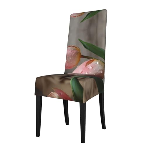 RTCVXZDSA Schöner Blumenschoner für Esszimmerstühle – dehnbares Allover-Druck-Design, passend für die meisten armlosen Stühle (Höhe der Rückenlehne: 45,7–55,9 cm) von RTCVXZDSA