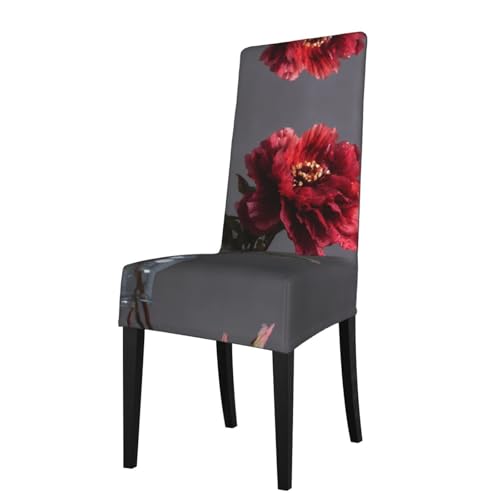 RTCVXZDSA Schöner Blumenschoner für Esszimmerstühle – dehnbares Allover-Druck-Design, passend für die meisten armlosen Stühle (Höhe der Rückenlehne: 45,7–55,9 cm) von RTCVXZDSA