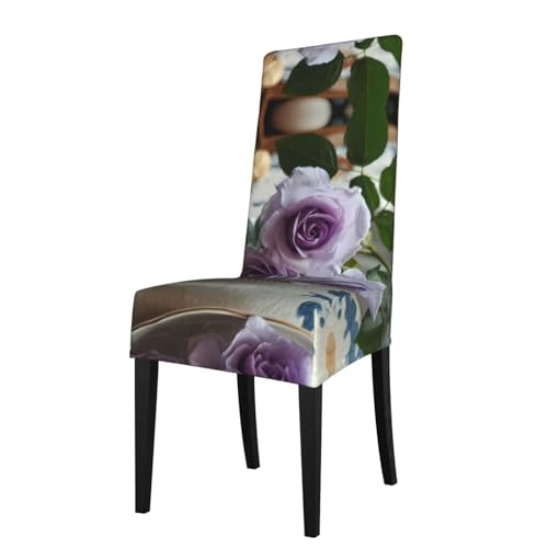 RTCVXZDSA Schöner Schutz für Esszimmerstühle mit Rosen – dehnbares Allover-Druck-Design, passend für die meisten armlosen Stühle (Höhe der Rückenlehne: 45,7–55,9 cm) von RTCVXZDSA
