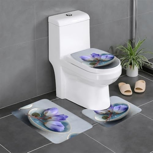 RTCVXZDSA Schönes Blumen-3-teiliges Badezimmerteppich-Set – weiches Plüsch-Badematten-Set mit U-förmigem WC-Bodenteppich, rutschfest, wasserdicht, Badteppich-Kombination für Zuhause, Kinderzimmer RTCVXZDSA Schönes Blumen-3-teiliges Badezimmerteppich-Set – weiches Plüsch-Badematten-Set mit U-förmigem WC-Bodenteppich, rutschfest, wasserdicht, Badteppich-Kombination für Zuhause, Kinderzimmer von RTCVXZDSA