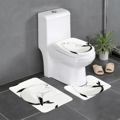 RTCVXZDSA Seal 3-teiliges Badezimmerteppich-Set – weiches Plüsch-Badematten-Set mit U-förmigem WC-Bodenteppich, rutschfest, wasserdicht, Badteppich-Kombination für Zuhause, Kinderzimmer, Gästebad von RTCVXZDSA