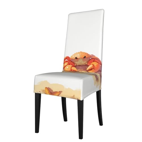 RTCVXZDSA Stuhlschoner für Esszimmerstühle mit Krabben und Seestern, dehnbares Allover-Druck-Design, passend für die meisten armlosen Stühle (Höhe der Rückenlehne: 45,7–55,9 cm) von RTCVXZDSA