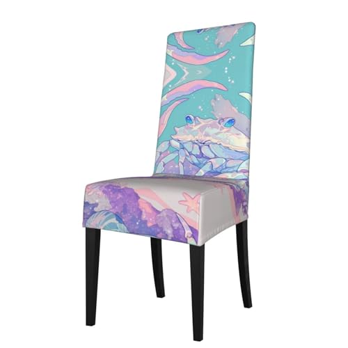 RTCVXZDSA Stuhlschutz für Esszimmerstühle in Krabbenform – dehnbares Allover-Druck-Design, passend für die meisten armlosen Stühle (Höhe der Rückenlehne: 45,7–55,9 cm) von RTCVXZDSA