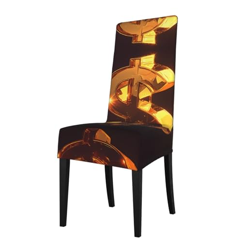 RTCVXZDSA The Golden S Esszimmerstuhlschoner – dehnbares Allover-Druck-Design, passend für die meisten armlosen Stühle (Höhe der Rückenlehne: 45,7–55,9 cm) von RTCVXZDSA