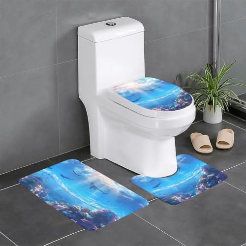 RTCVXZDSA The Underwater World 3-teiliges Badezimmerteppich-Set – weiches Plüsch-Badematten-Set mit U-förmigem WC-Bodenteppich, rutschfest, wasserdicht, Badteppich-Kombination für Zuhause RTCVXZDSA The Underwater World 3-teiliges Badezimmerteppich-Set – weiches Plüsch-Badematten-Set mit U-förmigem WC-Bodenteppich, rutschfest, wasserdicht, Badteppich-Kombination für Zuhause von RTCVXZDSA