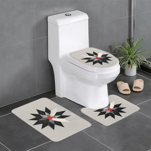 RTCVXZDSA Unregelmäßige Formen, 3-teiliges Badezimmerteppich-Set – weiches Plüsch-Badematten-Set mit U-förmigem WC-Bodenteppich, rutschfest, wasserdicht, Badteppich-Kombination für Zuhause von RTCVXZDSA
