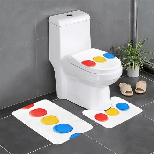 RTCVXZDSA Unregelmäßige geometrische Formen, 3-teiliges Badezimmerteppich-Set – weiches Plüsch-Badematten-Set mit U-förmigem WC-Bodenteppich, rutschfest, wasserdicht, Badteppich-Kombination für von RTCVXZDSA