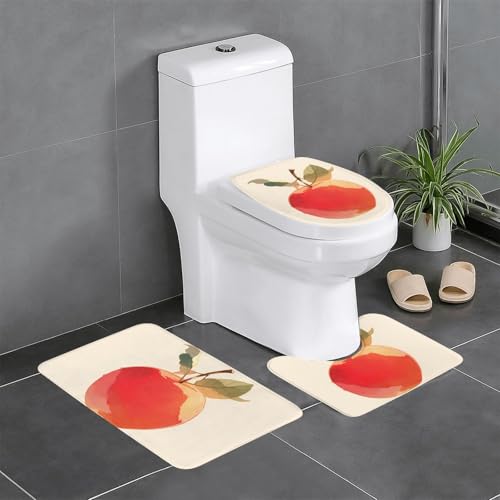 RTCVXZDSA Vibrant Fruits 3-teiliges Badezimmerteppich-Set – weiches Plüsch-Badematten-Set mit U-förmigem WC-Bodenteppich, rutschfest, wasserdicht, Badteppich-Kombination für Zuhause, Kinderzimmer von RTCVXZDSA
