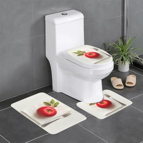 RTCVXZDSA Vibrant Fruits 3-teiliges Badezimmerteppich-Set – weiches Plüsch-Badematten-Set mit U-förmigem WC-Bodenteppich, rutschfest, wasserdicht, Badteppich-Kombination für Zuhause, Kinderzimmer von RTCVXZDSA