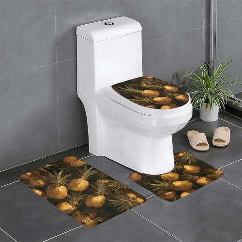 RTCVXZDSA Vibrant Fruits 3-teiliges Badezimmerteppich-Set – weiches Plüsch-Badematten-Set mit U-förmigem WC-Bodenteppich, rutschfest, wasserdicht, Badteppich-Kombination für Zuhause, Kinderzimmer von RTCVXZDSA