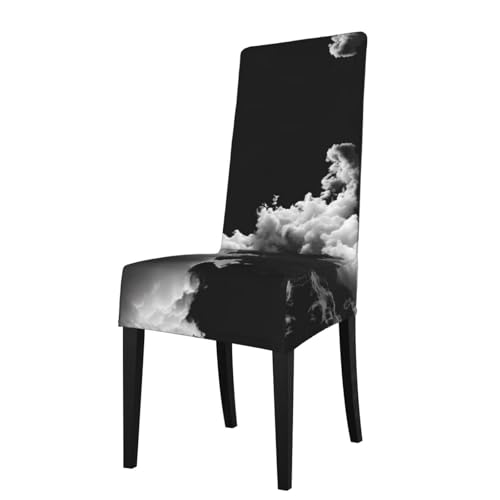 RTCVXZDSA White Cloud Esszimmerstuhlschutz, dehnbar, Allover-Druck-Design, passend für die meisten armlosen Stühle (Höhe der Rückenlehne: 45,7–55,9 cm) von RTCVXZDSA