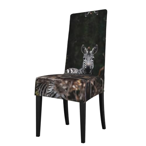 RTCVXZDSA Zebra-Esszimmerstuhlschutz, dehnbares Allover-Druck-Design, passend für die meisten armlosen Stühle (Höhe der Rückenlehne: 45,7–55,9 cm) von RTCVXZDSA