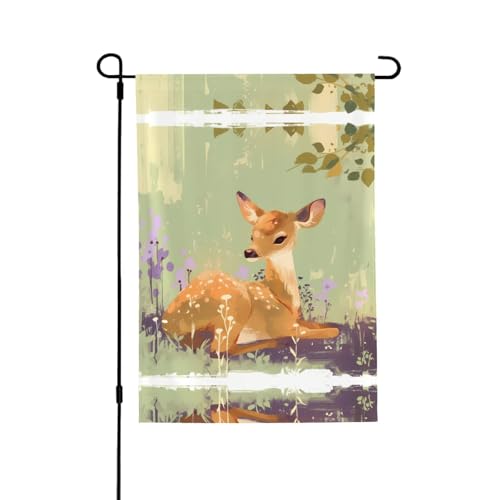 Rehkitz-Flagge mit lebendigem Allover-Druck, wetterfestes Polyester, perfekt für Terrasse, Hof oder Gartendekoration Rehkitz-Flagge mit lebendigem Allover-Druck, wetterfestes Polyester, perfekt für Terrasse, Hof oder Gartendekoration von RTCVXZDSA