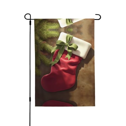Rote Weihnachtssocken mit leuchtendem Allover-Druck, wetterfestes Polyester, perfekt für Terrasse, Hof oder Gartendekoration von RTCVXZDSA
