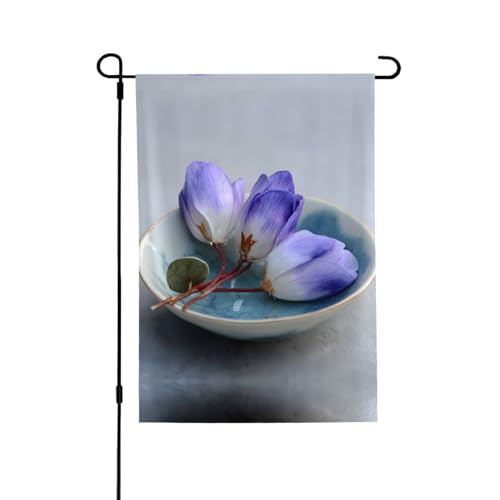 Schöne Blumen-Flagge mit lebendigem Allover-Druck, wetterfestes Polyester, perfekt für Terrasse, Hof oder Gartendekoration von RTCVXZDSA