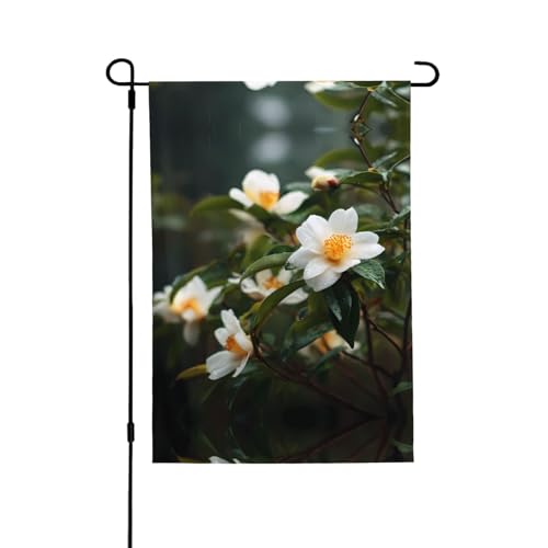 Schöne Kamelienblüten, lebendiger Allover-Druck, wetterfestes Polyester, perfekt für Terrasse, Hof oder Gartendekoration von RTCVXZDSA