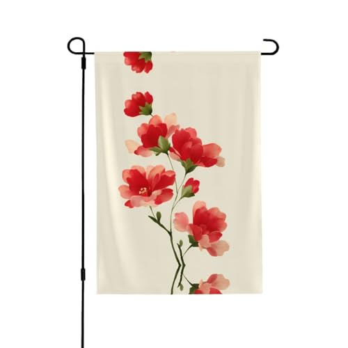 Schöne rote Blumen, lebendiger Allover-Druck, wetterfestes Polyester, perfekt für Terrasse, Hof oder Gartendekoration Schöne rote Blumen, lebendiger Allover-Druck, wetterfestes Polyester, perfekt für Terrasse, Hof oder Gartendekoration von RTCVXZDSA