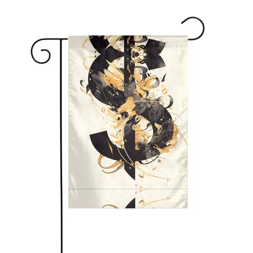 Schwarz-goldene verflochtene Gartenflagge, 30,5 x 45,7 cm, lebendige, doppelseitige Outdoor-Flagge für Höfe, Gärten, Terrassen und Rasenflächen von RTCVXZDSA