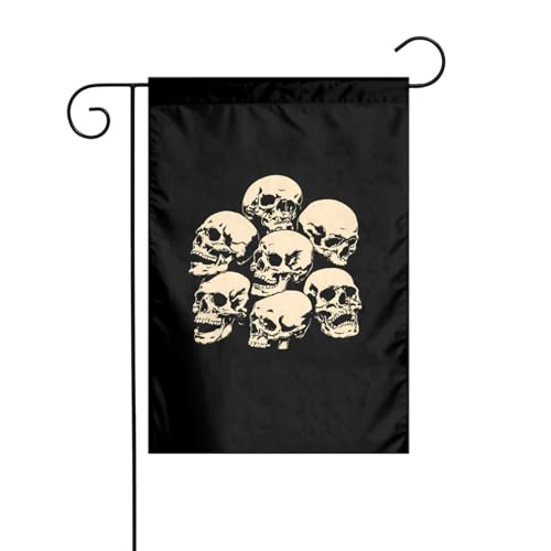 Schwarze Totenkopf-Gartenflagge, 30,5 x 45,7 cm, lebendige, doppelseitige Outdoor-Flagge für Höfe, Gärten, Terrassen und Rasenflächen von RTCVXZDSA