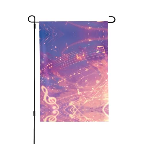 Springende Musiksymbole, lebendiger Allover-Druck, wetterfestes Polyester, perfekt für Terrasse, Hof oder Gartendekoration von RTCVXZDSA