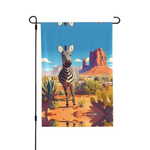Stehende Zebra-Flagge mit lebendigem Allover-Druck, wetterfestes Polyester, perfekt für Terrasse, Hof oder Gartendekoration von RTCVXZDSA