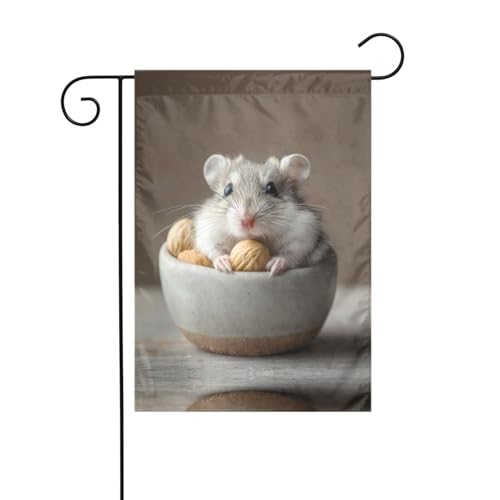 Süße Hamster-Gartenflagge, 30,5 x 45,7 cm, lebendige, doppelseitige Outdoor-Flagge für Höfe, Gärten, Terrassen und Rasenflächen von RTCVXZDSA