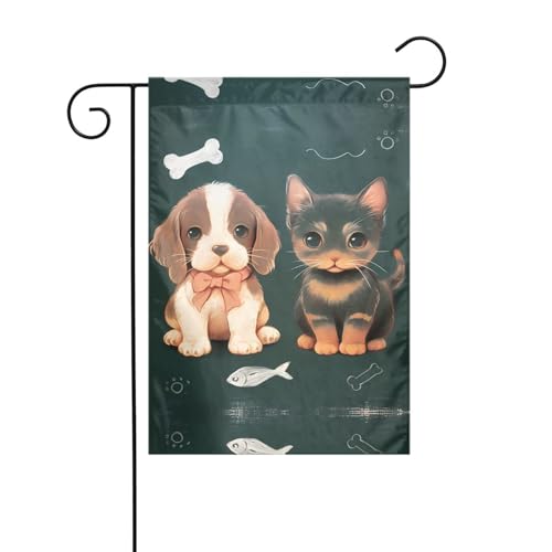 Süße kleine Hunde-Gartenflagge, 30,5 x 45,7 cm, lebendige, doppelseitige Outdoor-Flagge für Höfe, Gärten, Terrassen und Rasenflächen von RTCVXZDSA