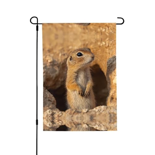 Tier-Groundhog Vibrant Allover-Print Flagge – wetterfestes Polyester, perfekt für Terrasse, Hof oder Garten Dekoration von RTCVXZDSA