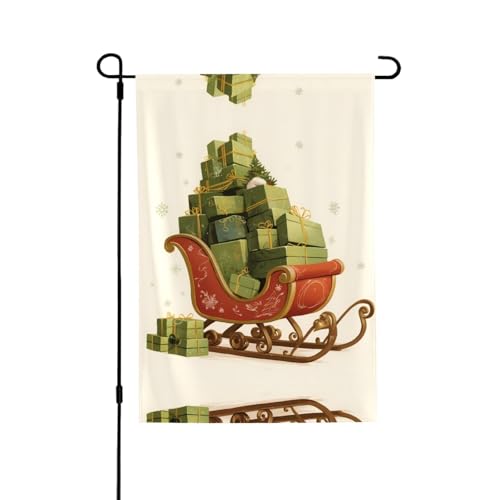 Weihnachtsmann-Schlitten-Flagge, lebendiger Allover-Druck, wetterfestes Polyester, perfekt für Terrasse, Hof oder Gartendekoration von RTCVXZDSA