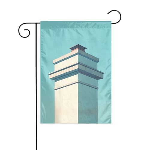 Weiße Gebäude Gartenflagge, 30,5 x 45,7 cm, lebendige, doppelseitige Outdoor-Flagge für Höfe, Gärten, Terrassen und Rasenflächen von RTCVXZDSA