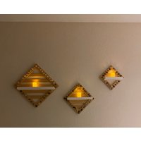 Holz Rautenförmige Stein Regalböden von RTCraftDesigns