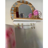 Holz Schlüssel Haken Regal Mit Spiegel Holz Schlüssel Haken Regal Mit Spiegel von RTCraftDesigns