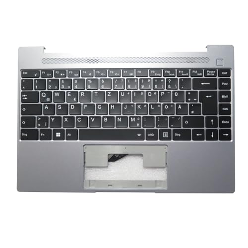 RTDPART Laptop Palmrest -Tastatur für MEDION AKOYA E14301 MD61789 MD61819 MD61904 MD61905 MD61919 MD61920 MD62366 MD63645 Grau Top -Fall Mit Hintergrundbeleuchtung Schwarz Deutsch Gr Tastatur von RTDPART