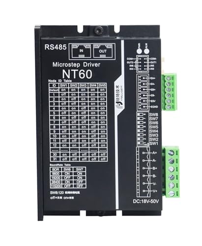RTELLIGENT RS485 Modbus/RTU Protocol Stepper Driver 2 Phase 5A 24-50V Digital Control Nema 23/24 for 3C Equipment/CNC Machine (NT60 new version) von RTELLIGENT