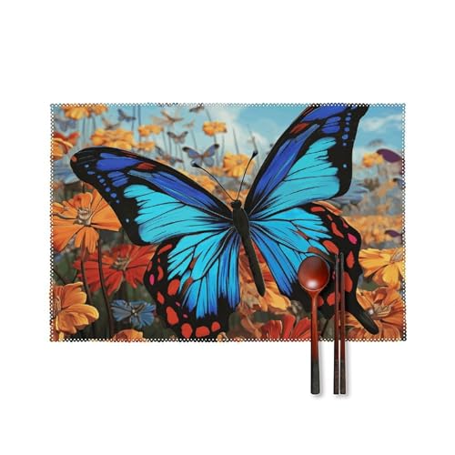 Big Butterfly Platzsets 6er Set Hitzebeständige Platzsets für Küche Esstisch Waschbar Leicht Zu Reinigen Tischmatten Langlebig Rutschfeste Essmatte für Party Outdoor Dekoration Big Butterfly Platzsets 6er Set Hitzebeständige Platzsets für Küche Esstisch Waschbar Leicht Zu Reinigen Tischmatten Langlebig Rutschfeste Essmatte für Party Outdoor Dekoration von RTFGHJS