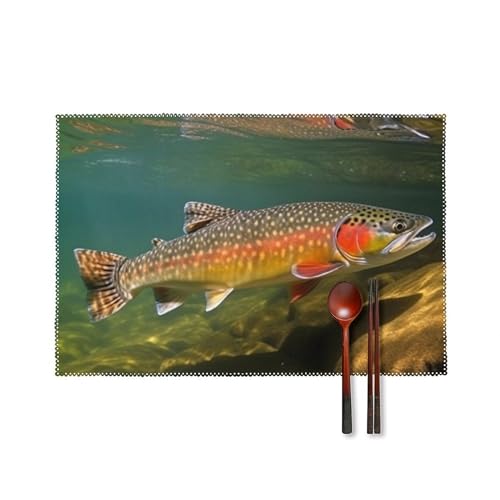 Brook Forelle Fliegenfischen Tischsets 6er Set Hitzebeständige Platzsets für Küche Esstisch Waschbar Leicht Zu Reinigen Tischmatten Langlebig Rutschfeste Essmatte für Party Outdoor Dekoration Brook Forelle Fliegenfischen Tischsets 6er Set Hitzebeständige Platzsets für Küche Esstisch Waschbar Leicht Zu Reinigen Tischmatten Langlebig Rutschfeste Essmatte für Party Outdoor Dekoration von RTFGHJS
