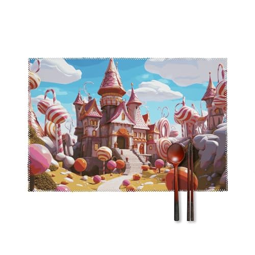 Candyland Platzsets 6er Set Hitzebeständige Platzsets für Küche Esstisch Abwaschbar Leicht zu Reinigen Tischmatten Langlebige rutschfeste Essmatte für Party Outdoor Dekoration Candyland Platzsets 6er Set Hitzebeständige Platzsets für Küche Esstisch Abwaschbar Leicht zu Reinigen Tischmatten Langlebige rutschfeste Essmatte für Party Outdoor Dekoration von RTFGHJS