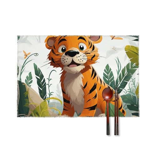 Cartoon Tiger Tischsets 6er Set Hitzebeständige Platzsets für Küche Esstisch Waschbar Leicht Zu Reinigen Tischmatten Langlebig Rutschfeste Essmatte für Party Outdoor Dekoration Cartoon Tiger Tischsets 6er Set Hitzebeständige Platzsets für Küche Esstisch Waschbar Leicht Zu Reinigen Tischmatten Langlebig Rutschfeste Essmatte für Party Outdoor Dekoration von RTFGHJS