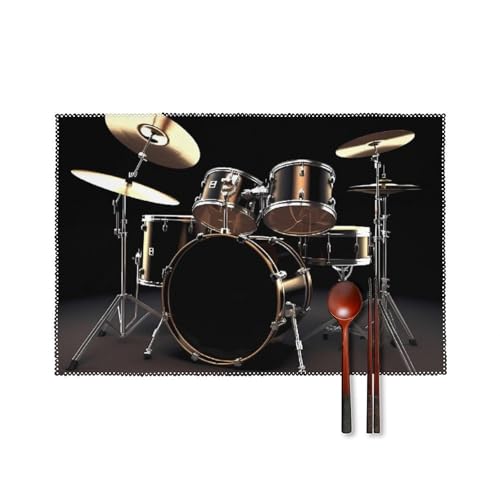 Cool Drum Set Platzsets 6er Set Hitzebeständige Tischsets für Küche Esstisch Waschbar Leicht Zu Reinigen Tischmatten Langlebig Rutschfeste Essmatte für Party Outdoor Dekoration von RTFGHJS