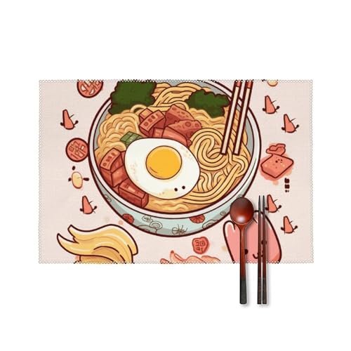Delicious Sweet Ramen Tischsets Set mit 6 hitzebeständigen Tischsets für Küche Esstisch Waschbar Leicht zu reinigen Tischmatten Langlebig Rutschfeste Essmatte für Party Outdoor Dekoration Delicious Sweet Ramen Tischsets Set mit 6 hitzebeständigen Tischsets für Küche Esstisch Waschbar Leicht zu reinigen Tischmatten Langlebig Rutschfeste Essmatte für Party Outdoor Dekoration von RTFGHJS