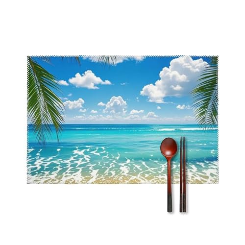 Hawaiianische Strand-Tischsets 6er Set Hitzebeständige Tischsets für Küche Esstisch Waschbar Leicht Zu Reinigen Tischmatten Langlebig Rutschfeste Essmatte für Party Outdoor Dekoration Hawaiianische Strand-Tischsets 6er Set Hitzebeständige Tischsets für Küche Esstisch Waschbar Leicht Zu Reinigen Tischmatten Langlebig Rutschfeste Essmatte für Party Outdoor Dekoration von RTFGHJS