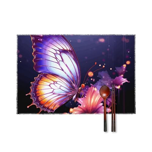 Lila Schmetterling Tischsets 6er Set Hitzebeständige Platzsets für Küche Esstisch Waschbar Leicht Zu Reinigen Tischmatten Langlebig Rutschfeste Essmatte für Party Outdoor Dekoration Lila Schmetterling Tischsets 6er Set Hitzebeständige Platzsets für Küche Esstisch Waschbar Leicht Zu Reinigen Tischmatten Langlebig Rutschfeste Essmatte für Party Outdoor Dekoration von RTFGHJS